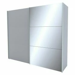 BAUHAUS Express Möbel Schwebetürenschrank Stars B X T X H: 250 X 68 X 236 Cm, Farbe Griff: Aluminiumfarben, Farbe Front: Seidengrau/Spiegel, Farbe Korpus: Seidengrau