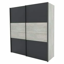 BAUHAUS Express Möbel Schwebetürenschrank Stars B X T X H: 200 X 68 X 216 Cm, Farbe Griff: Graphitfarben, Farbe Front: Graphit/Platin Eiche, Farbe Korpus: Platin Eiche