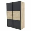 BAUHAUS Express Möbel Schwebetürenschrank Stars B X T X H: 150 X 68 X 216 Cm, Farbe Griff: Graphitfarben, Farbe Front: Graphit/Sonoma Eiche, Farbe Korpus: Sonoma Eiche