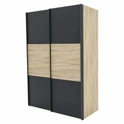 BAUHAUS Express Möbel Schwebetürenschrank Stars B X T X H: 150 X 68 X 216 Cm, Farbe Griff: Graphitfarben, Farbe Front: Graphit/Sonoma Eiche, Farbe Korpus: Sonoma Eiche