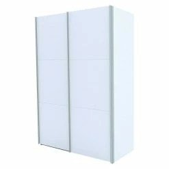 BAUHAUS Express Möbel Schwebetürenschrank Stars B X T X H: 150 X 68 X 216 Cm, Farbe Griff: Aluminiumfarben, Farbe Front: Weiß, Farbe Korpus: Weiß