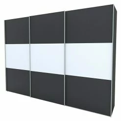 BAUHAUS Express Möbel Schwebetürenschrank Stars B X T X H: 300 X 68 X 216 Cm, Farbe Griff: Alufarben, Farbe Front: Graphit/Weiß, Farbe Korpus: Graphit