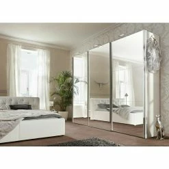 BAUHAUS Express Möbel Schwebetürenschrank Stars B X T X H: 300 X 68 X 236 Cm, Farbe Griff: Aluminiumfarben, Farbe Front: Spiegel, Farbe Korpus: Weiß -Cheap Regale Store 12 1118