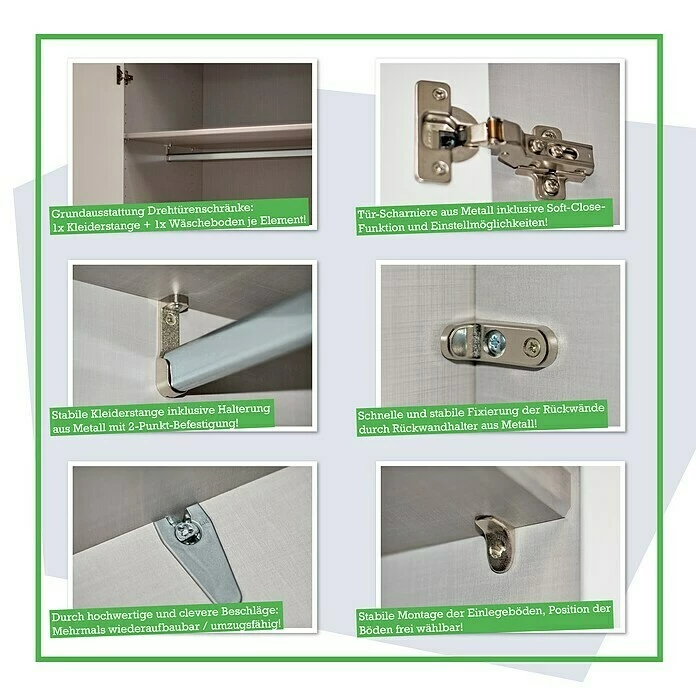 BAUHAUS Express Möbel Drehtürschrank Swift B X T X H: 200 X 58 X 216 Cm, Mit Spiegel, Mit Zubehör, Farbe Front: Basaltglas, Farbe Korpus: Eiche Jackson 3 BAUHAUS Express Möbel Drehtürschrank Swift B X T X H: 200 X 58 X 216 Cm, Mit Spiegel, Mit Zubehör, Farbe Front: Basaltglas, Farbe Korpus: Eiche Jackson – Bild 3