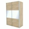 BAUHAUS Express Möbel Schwebetürenschrank Stars B X T X H: 150 X 68 X 216 Cm, Farbe Griff: Aluminiumfarben, Farbe Front: Eiche Sonoma/Weißglas, Farbe Korpus: Eiche Sonoma
