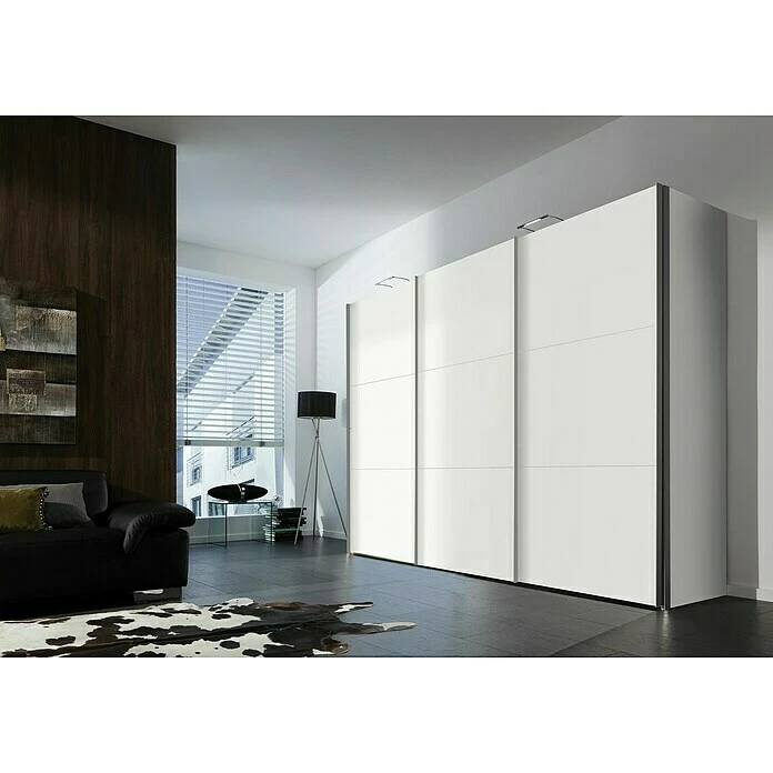 BAUHAUS Express Möbel Schwebetürenschrank Stars B X T X H: 300 X 68 X 236 Cm, Farbe Griff: Aluminiumfarben, Farbe Front: Weiß/Grauspiegel, Farbe Korpus: Weiß 3 BAUHAUS Express Möbel Schwebetürenschrank Stars B X T X H: 300 X 68 X 236 Cm, Farbe Griff: Aluminiumfarben, Farbe Front: Weiß/Grauspiegel, Farbe Korpus: Weiß – Bild 3