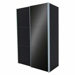 BAUHAUS Express Möbel Schwebetürenschrank Swift B X T X H: 150 X 68 X 216 Cm, Mit Glasfronten, Ohne Zubehör, Farbe Front: Basaltglas/Basalt, Farbe Korpus: Basalt