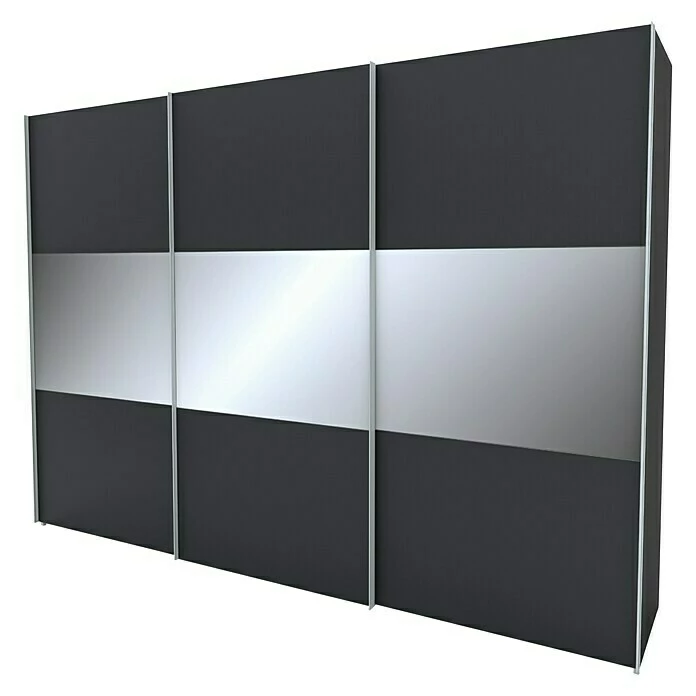 BAUHAUS Express Möbel Schwebetürenschrank Stars B X T X H: 300 X 68 X 216 Cm, Farbe Griff: Alufarben, Farbe Front: Graphit/Grauspiegel Mittig, Farbe Korpus: Graphit 1 BAUHAUS Express Möbel Schwebetürenschrank Stars B X T X H: 300 X 68 X 216 Cm, Farbe Griff: Alufarben, Farbe Front: Graphit/Grauspiegel Mittig, Farbe Korpus: Graphit