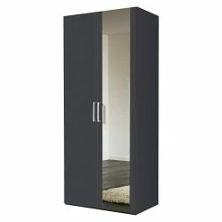 BAUHAUS Express Möbel Drehtürschrank Brooklyn B X T X H: 100 X 58 X 216 Cm, Graphit, Mit Spiegel