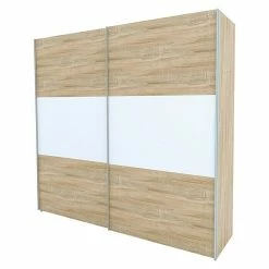 BAUHAUS Express Möbel Schwebetürenschrank Stars B X T X H: 250 X 68 X 236 Cm, Farbe Front: Eiche Sonoma/Weiß, Farbe Korpus: Eiche Sonoma