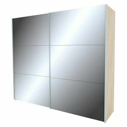 BAUHAUS Express Möbel Schwebetürenschrank Stars B X T X H: 250 X 68 X 236 Cm, Farbe Griff: Aluminiumfarben, Farbe Front: Spiegel, Farbe Korpus: Eiche Sonoma