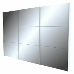 BAUHAUS Express Möbel Schwebetürenschrank Stars B X T X H: 300 X 68 X 216 Cm, Farbe Griff: Aluminiumfarben, Farbe Front: Spiegel, Farbe Korpus: Weiß