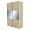 BAUHAUS Express Möbel Schwebetürenschrank Stars B X T X H: 150 X 68 X 236 Cm, Farbe Griff: Aluminiumfarben, Farbe Front: Eiche Sonoma/Grauspiegel, Farbe Korpus: Eiche Sonoma