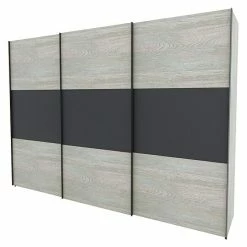 BAUHAUS Express Möbel Schwebetürenschrank Stars B X T X H: 300 X 68 X 216 Cm, Farbe Griff: Graphitfarben, Farbe Front: Platin Eiche/Graphit, Farbe Korpus: Platin Eiche