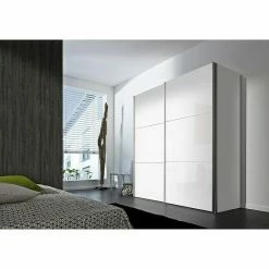 BAUHAUS Express Möbel Schwebetürenschrank Stars B X T X H: 200 X 68 X 236 Cm, Farbe Griff: Aluminiumfarben, Farbe Front: Weißglas, Farbe Korpus: Weiß -Cheap Regale Store 12 1292