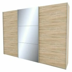 BAUHAUS Express Möbel Schwebetürenschrank Stars B X T X H: 300 X 68 X 216 Cm, Farbe Griff: Aluminiumfarben, Farbe Front: Eiche Sonoma/Spiegel, Farbe Korpus: Eiche Sonoma