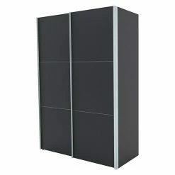 BAUHAUS Express Möbel Schwebetürenschrank Stars B X T X H: 150 X 68 X 216 Cm, Farbe Griff: Aluminiumfarben, Farbe Front: Graphit, Farbe Korpus: Graphit