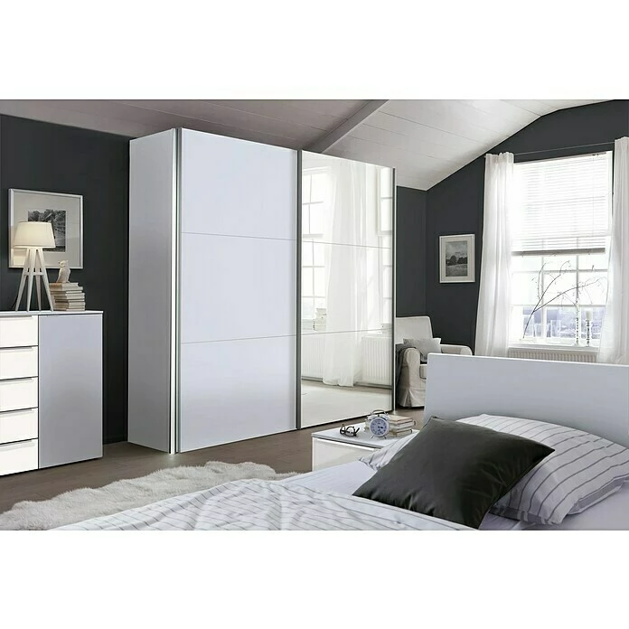 BAUHAUS Express Möbel Schwebetürenschrank Stars B X T X H: 250 X 68 X 216 Cm, Farbe Griff: Aluminiumfarben, Farbe Front: Spiegel, Farbe Korpus: Seidengrau 3 BAUHAUS Express Möbel Schwebetürenschrank Stars B X T X H: 250 X 68 X 216 Cm, Farbe Griff: Aluminiumfarben, Farbe Front: Spiegel, Farbe Korpus: Seidengrau – Bild 3