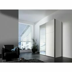 BAUHAUS Express Möbel Schwebetürenschrank Stars B X T X H: 150 X 68 X 216 Cm, Farbe Griff: Aluminiumfarben, Farbe Front: Weiß/Spiegel, Farbe Korpus: Weiß -Cheap Regale Store 12 1338