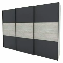 BAUHAUS Express Möbel Schwebetürenschrank Stars B X T X H: 300 X 68 X 216 Cm, Farbe Griff: Graphitfarben, Farbe Front: Graphit/Platin Eiche, Farbe Korpus: Platin Eiche