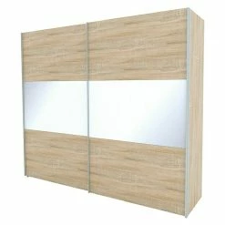 BAUHAUS Express Möbel Schwebetürenschrank Stars B X T X H: 250 X 68 X 216 Cm, Farbe Griff: Aluminiumfarben, Farbe Front: Eiche Sonoma/Weißglas, Farbe Korpus: Eiche Sonoma