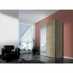 BAUHAUS Express Möbel Schwebetürenschrank Stars B X T X H: 150 X 68 X 216 Cm, Farbe Griff: Aluminiumfarben, Farbe Front: Eiche Sonoma/Spiegel, Farbe Korpus: Eiche Sonoma -Cheap Regale Store 12 1409