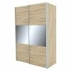 BAUHAUS Express Möbel Schwebetürenschrank Stars B X T X H: 150 X 68 X 216 Cm, Farbe Griff: Aluminiumfarben, Farbe Front: Eiche Sonoma/Grauspiegel, Farbe Korpus: Eiche Sonoma