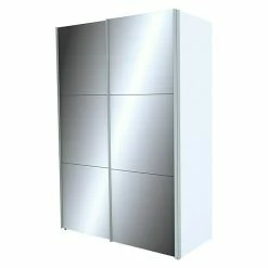 BAUHAUS Express Möbel Schwebetürenschrank Stars B X T X H: 150 X 68 X 236 Cm, Farbe Griff: Aluminiumfarben, Farbe Front: Spiegel, Farbe Korpus: Weiß