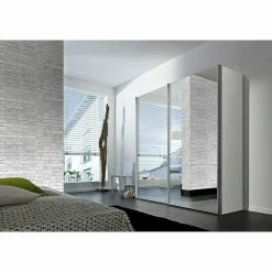 BAUHAUS Express Möbel Schwebetürenschrank Stars B X T X H: 200 X 68 X 216 Cm, Farbe Griff: Aluminiumfarben, Farbe Front: Spiegel, Farbe Korpus: Weiß -Cheap Regale Store 12 1442