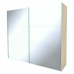 BAUHAUS Express Möbel Schwebetürenschrank Stars B X T X H: 250 X 68 X 216 Cm, Farbe Griff: Aluminiumfarben, Farbe Front: Weißglas, Farbe Korpus: Eiche Sonoma