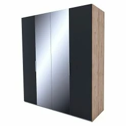 BAUHAUS Express Möbel Drehtürschrank Swift B X T X H: 200 X 58 X 216 Cm, Mit Spiegel, Mit Zubehör, Farbe Front: Basalt, Farbe Korpus: Eiche Jackson