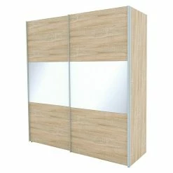 BAUHAUS Express Möbel Schwebetürenschrank Stars B X T X H: 200 X 68 X 216 Cm, Farbe Griff: Aluminiumfarben, Farbe Front: Eiche Sonoma/Weißglas, Farbe Korpus: Eiche Sonoma