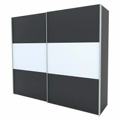 BAUHAUS Express Möbel Schwebetürenschrank Stars B X T X H: 250 X 68 X 216 Cm, Farbe Griff: Alufarben, Farbe Front: Graphit/Weiß, Farbe Korpus: Graphit