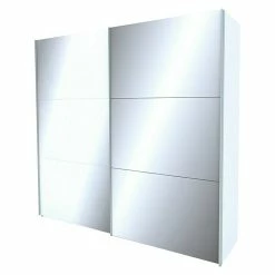 BAUHAUS Express Möbel Schwebetürenschrank Stars B X T X H: 250 X 68 X 236 Cm, Farbe Griff: Aluminiumfarben, Farbe Front: Weißglas/Spiegel, Farbe Korpus: Weiß