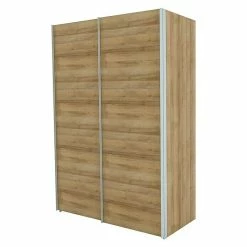 BAUHAUS Express Möbel Schwebetürenschrank Stars B X T X H: 150 X 68 X 216 Cm, Farbe Griff: Aluminiumfarben, Farbe Front: Eiche Riviera, Farbe Korpus: Eiche Riviera