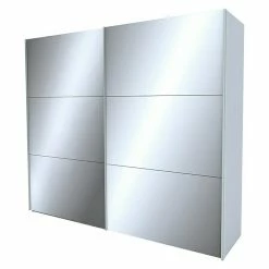 BAUHAUS Express Möbel Schwebetürenschrank Stars B X T X H: 250 X 68 X 236 Cm, Farbe Griff: Aluminiumfarben, Farbe Front: Seidengrauglas/Spiegel, Farbe Korpus: Seidengrau