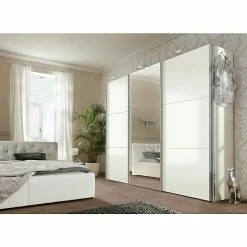 BAUHAUS Express Möbel Schwebetürenschrank Stars B X T X H: 300 X 68 X 216 Cm, Farbe Griff: Aluminiumfarben, Farbe Front: Weiß/Spiegel, Farbe Korpus: Weiß -Cheap Regale Store 12 1633