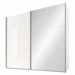 BAUHAUS Express Möbel Schwebetürenschrank Swift B X T X H: 150 X 68 X 216 Cm, Mit Glasfronten & Spiegel, Mit Zubehör, Farbe Front: Weiß, Farbe Korpus: Weiß