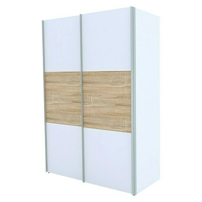 BAUHAUS Express Möbel Schwebetürenschrank Stars B X T X H: 150 X 68 X 236 Cm, Farbe Griff: Aluminiumfarben, Farbe Front: Weiß/Eiche Sonoma, Farbe Korpus: Weiß 1 BAUHAUS Express Möbel Schwebetürenschrank Stars B X T X H: 150 X 68 X 236 Cm, Farbe Griff: Aluminiumfarben, Farbe Front: Weiß/Eiche Sonoma, Farbe Korpus: Weiß