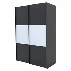 BAUHAUS Express Möbel Schwebetürenschrank Stars B X T X H: 150 X 68 X 216 Cm, Farbe Griff: Graphitfarben, Farbe Front: Graphit/Weiß, Farbe Korpus: Graphit