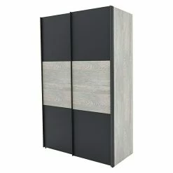 BAUHAUS Express Möbel Schwebetürenschrank Stars B X T X H: 150 X 68 X 236 Cm, Farbe Griff: Graphitfarben, Farbe Front: Graphit/Platin Eiche, Farbe Korpus: Platin Eiche