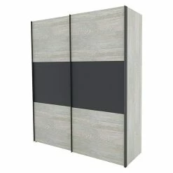 BAUHAUS Express Möbel Schwebetürenschrank Stars B X T X H: 200 X 68 X 236 Cm, Farbe Griff: Graphitfarben, Farbe Front: Platin Eiche/Graphit, Farbe Korpus: Platin Eiche