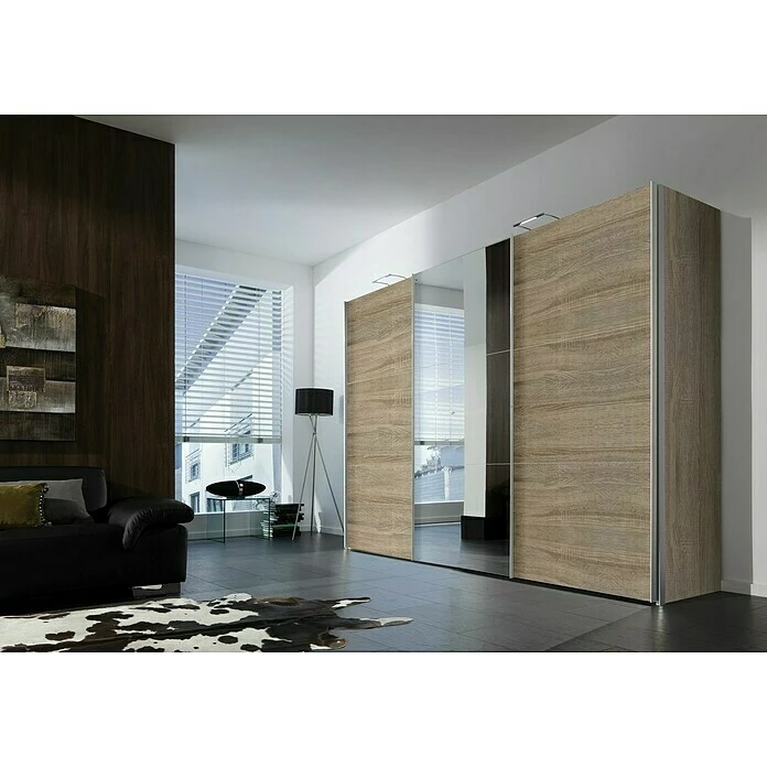 BAUHAUS Express Möbel Schwebetürenschrank Stars B X T X H: 300 X 68 X 236 Cm, Farbe Griff: Aluminiumfarben, Farbe Front: Spiegel, Farbe Korpus: Eiche Sonoma 3 BAUHAUS Express Möbel Schwebetürenschrank Stars B X T X H: 300 X 68 X 236 Cm, Farbe Griff: Aluminiumfarben, Farbe Front: Spiegel, Farbe Korpus: Eiche Sonoma – Bild 3