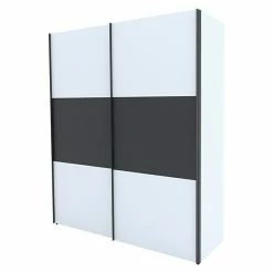 BAUHAUS Express Möbel Schwebetürenschrank Stars B X T X H: 200 X 68 X 236 Cm, Farbe Griff: Graphitfarben, Farbe Front: Weiß/Graphit, Farbe Korpus: Weiß