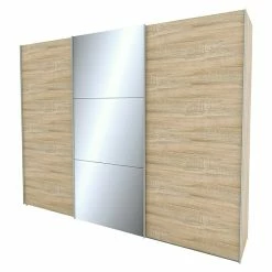 BAUHAUS Express Möbel Schwebetürenschrank Stars B X T X H: 300 X 68 X 236 Cm, Farbe Griff: Aluminiumfarben, Farbe Front: Eiche Sonoma/Spiegel, Farbe Korpus: Eiche Sonoma