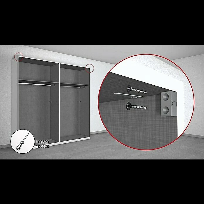 BAUHAUS Express Möbel Schwebetürenschrank Swift B X T X H: 150 X 68 X 216 Cm, Mit Glasfronten, Mit Zubehör, Farbe Front: Basaltglas Mittig/Basalt, Farbe Korpus: Basalt 4 BAUHAUS Express Möbel Schwebetürenschrank Swift B X T X H: 150 X 68 X 216 Cm, Mit Glasfronten, Mit Zubehör, Farbe Front: Basaltglas Mittig/Basalt, Farbe Korpus: Basalt – Bild 4