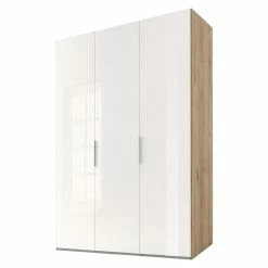 BAUHAUS Express Möbel Drehtürschrank Swift B X T X H: 150 X 58 X 216 Cm, Mit Glasfronten, Ohne Zubehör, Farbe Front: Weiß, Farbe Korpus: Eiche Jackson