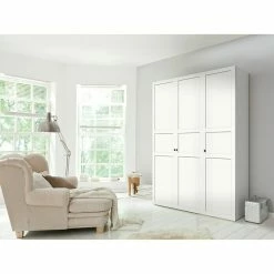 BAUHAUS Express Möbel Drehtürschrank Brooklyn Landhaus B X T X H: 150 X 58 X 216 Cm, Weiß, Ohne Spiegel