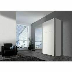 BAUHAUS Express Möbel Schwebetürenschrank Stars B X T X H: 200 X 68 X 216 Cm, Farbe Griff: Aluminiumfarben, Farbe Front: Weiß/Spiegel, Farbe Korpus: Weiß -Cheap Regale Store 12 1886