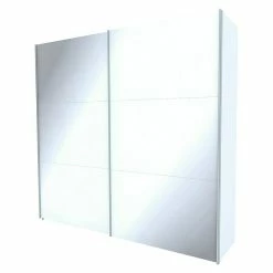 BAUHAUS Express Möbel Schwebetürenschrank Stars B X T X H: 250 X 68 X 236 Cm, Farbe Griff: Aluminiumfarben, Farbe Front: Weißglas, Farbe Korpus: Weiß